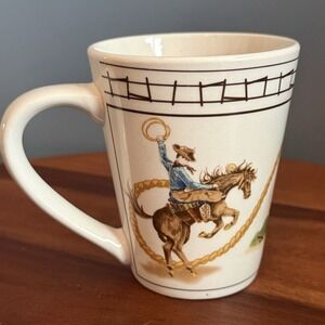 American Atelier Cowboy Stoneware Coffee Mug Western Rodeo Ranch Style Cup